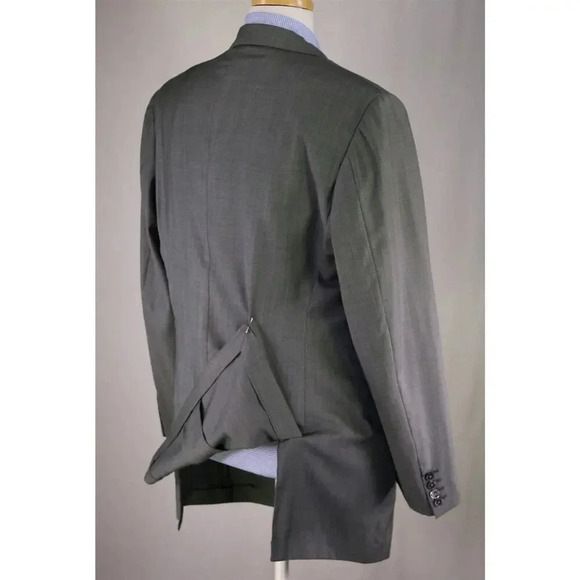 Lanvin by Nervesa Gray/Navy Woven 3-Btn Half Lined Wool Sportcoat Blazer 42R - Picture 7 of 10